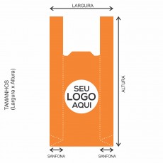 Sacola Plástica Alça Camiseta Personalizada 29x70cm x 0,12 