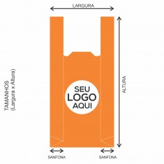 Sacola Plástica Alça Camiseta Personalizada 29x60cm x 0,13