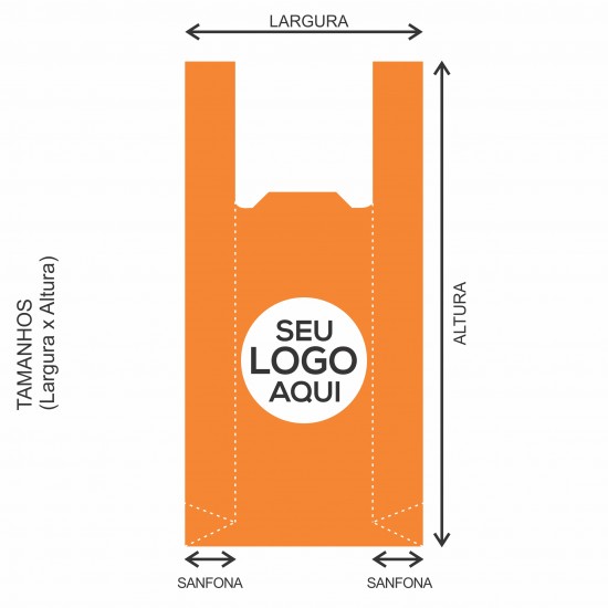 Sacola Plástica Alça Camiseta Personalizada 29x70cm x 0,12 