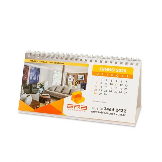 Calendário de Mesa 20x10cm (6 folhas) Personalizado