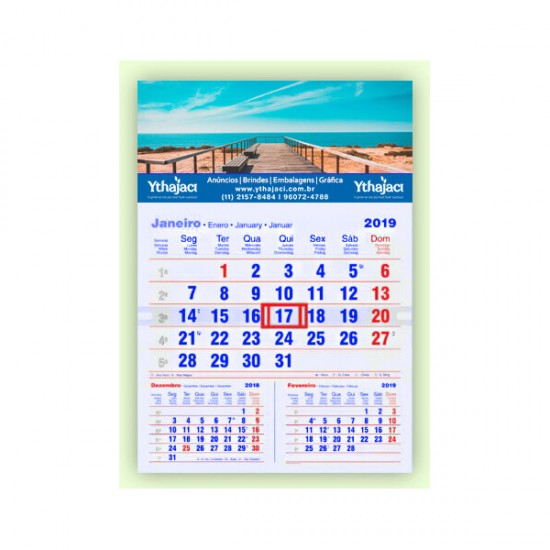 CALENDÁRIO DE PAREDE 30x45cm PERSONALIZADO