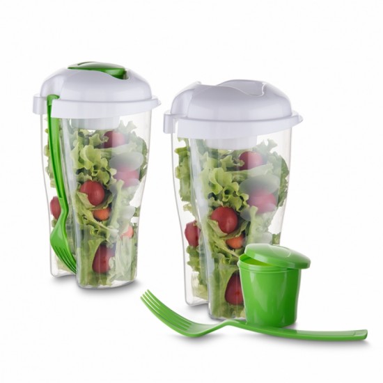 Copo Salada 850ml com Garfo e Suporte para Molho Personalizado 13719