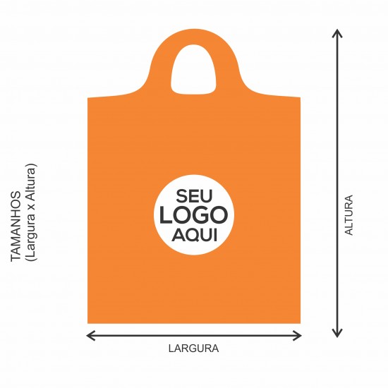 Sacola Plástica Alça Mini Tiracolo Personalizada 30x45cm x 0,15