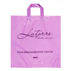 Sacola Plástica Alça Fita Personalizada 39x41cm x 0,12