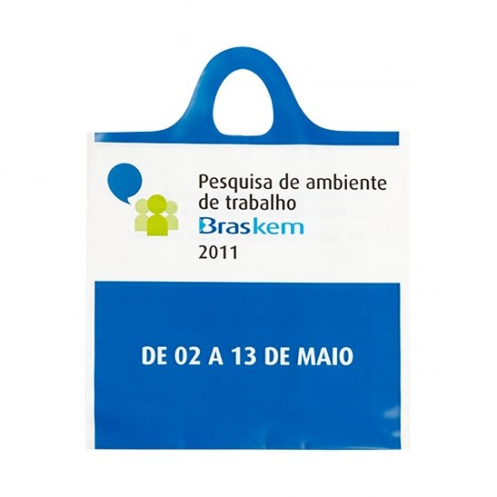 Sacola Plástica Alça Mini Tiracolo Personalizada 35x43cm x 0,30