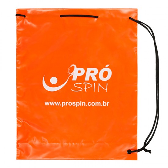 Sacola Plástica Tipo Mochila Laranja Personalizada 40x50cm x 0,15